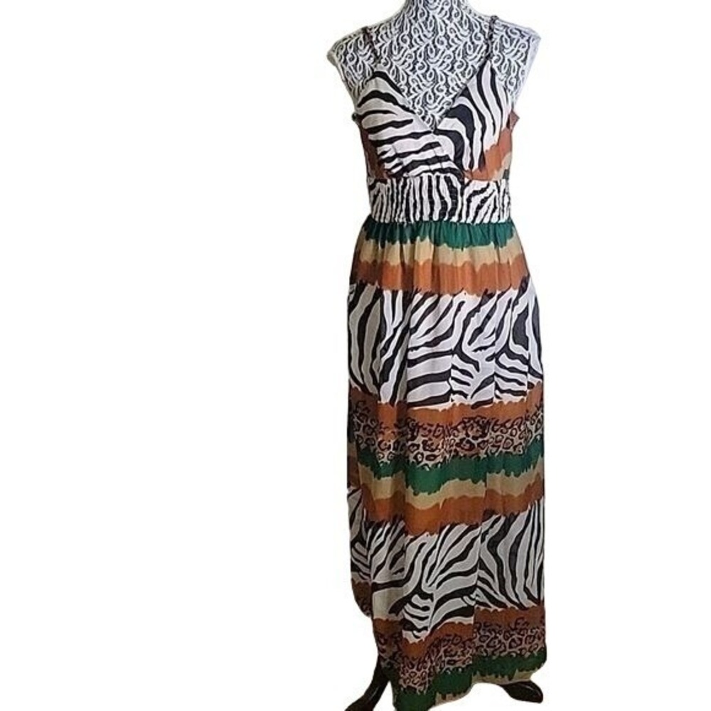 PINK APPLE Animal Print Maxi Dress Zebra Leopard Sleeveless Summer Dress XL